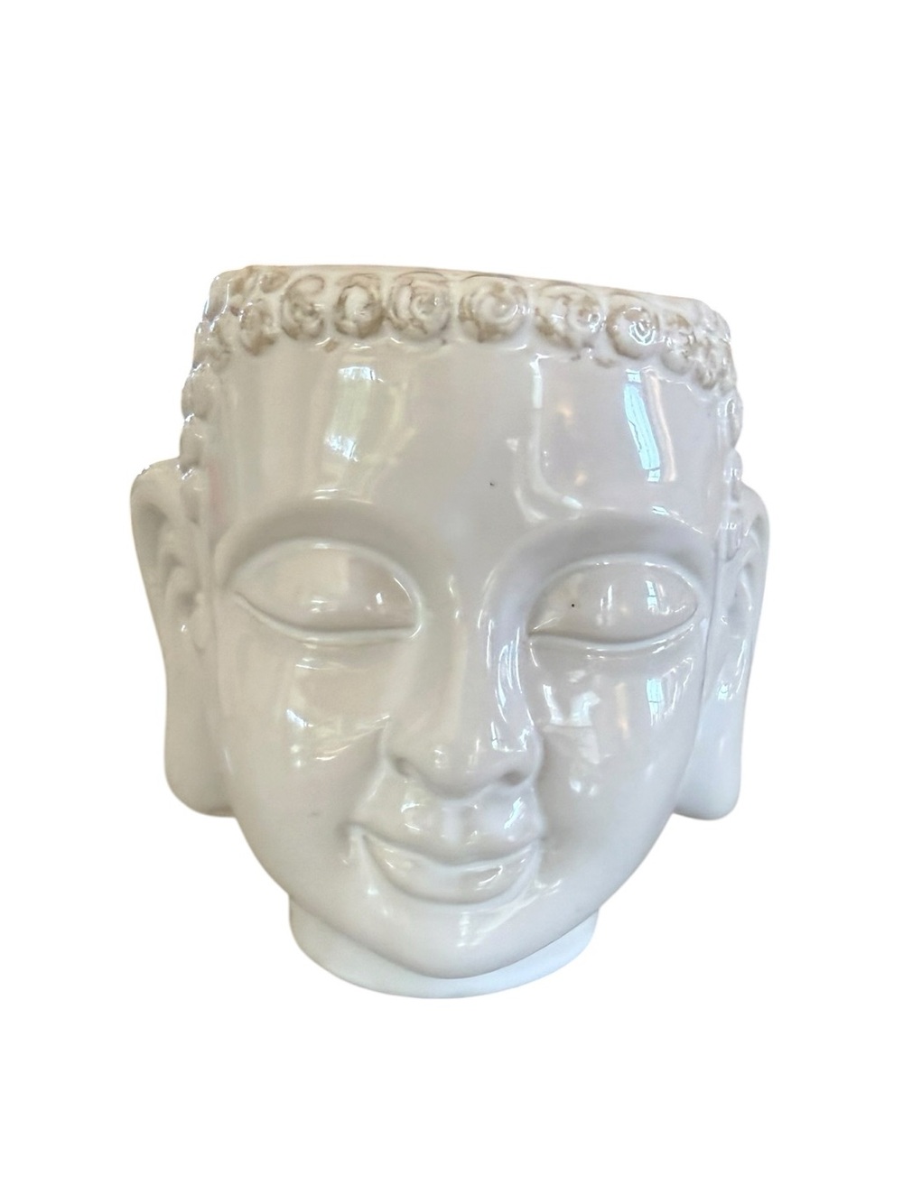 Meritage Buddha Head Mug Ivory Stoneware Sculpted Zen Meditation Boho Decor